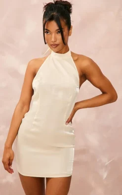 Shiny Halterneck Backless Bodycon Dress-PrettyLittleThing New