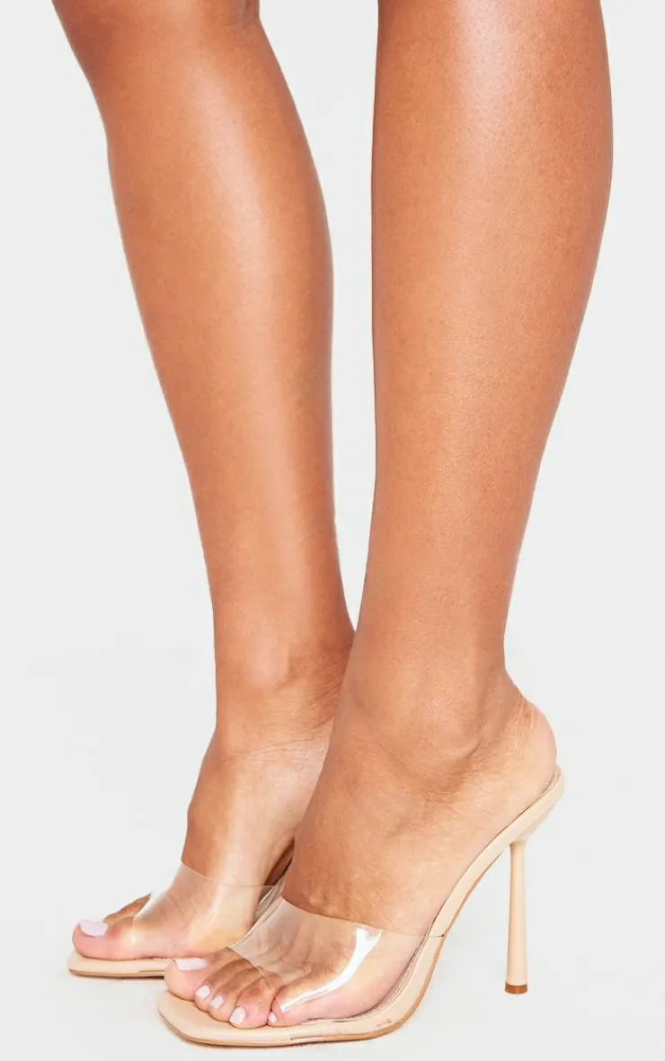 PrettyLittleThing Wide Fit Heels*Wide Fit Clear Strap Heeled Mules