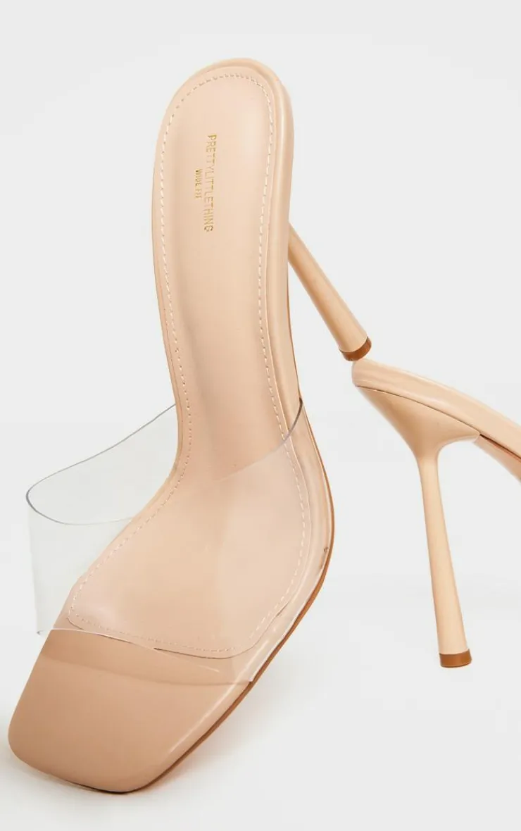 PrettyLittleThing Wide Fit Heels*Wide Fit Clear Strap Heeled Mules