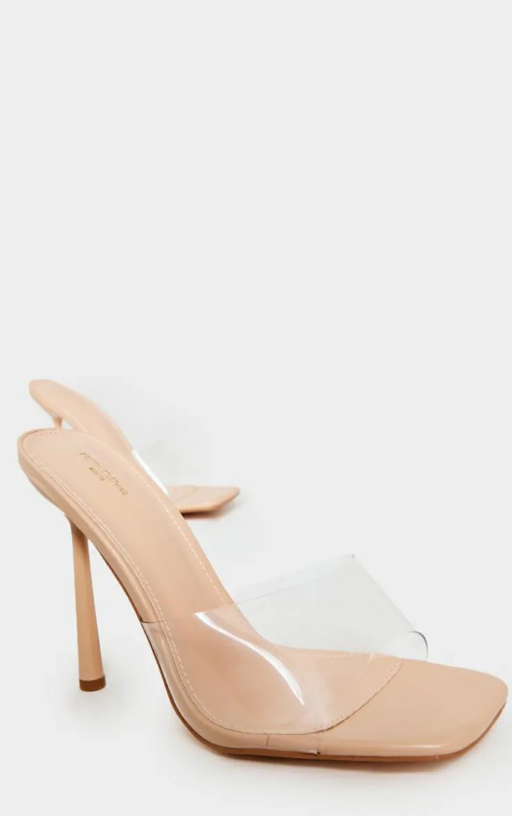 PrettyLittleThing Wide Fit Heels*Wide Fit Clear Strap Heeled Mules