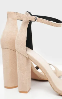 PrettyLittleThing Wide Fit Sandals*Wide Fit Faux Suede Round Toe Block Heeled Sandals