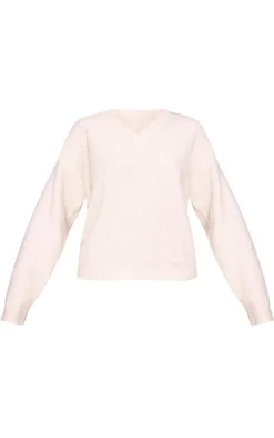 PrettyLittleThing Sweaters*Soft Knit V Neck Oversized Sweater
