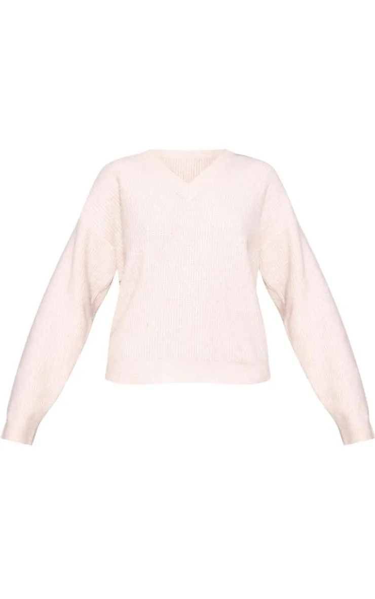 PrettyLittleThing Sweaters*Soft Knit V Neck Oversized Sweater