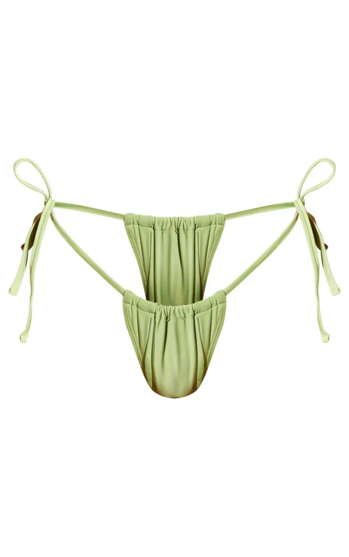 Olive Tie Side Bikini Bottoms