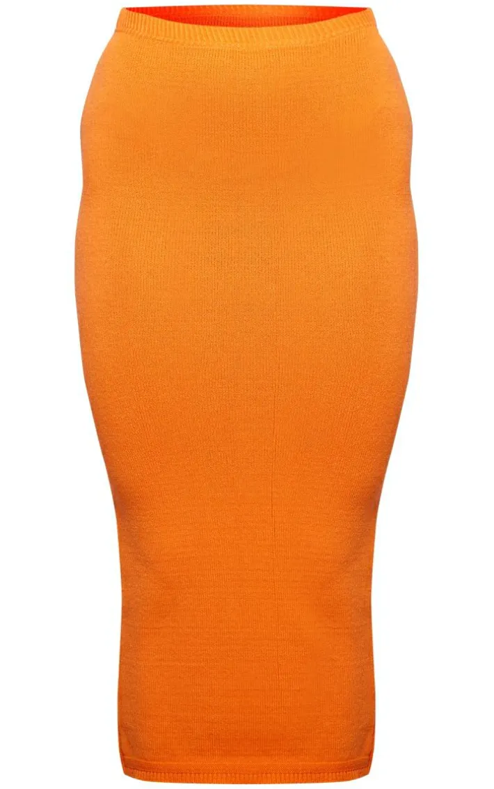 Orange Maxi Knitted Skirt