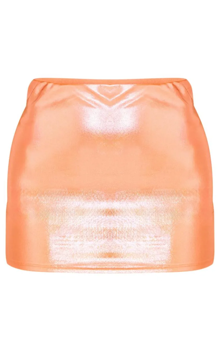 Outlet PrettyLittleThing Metallic Micro Mini Skirt Orange