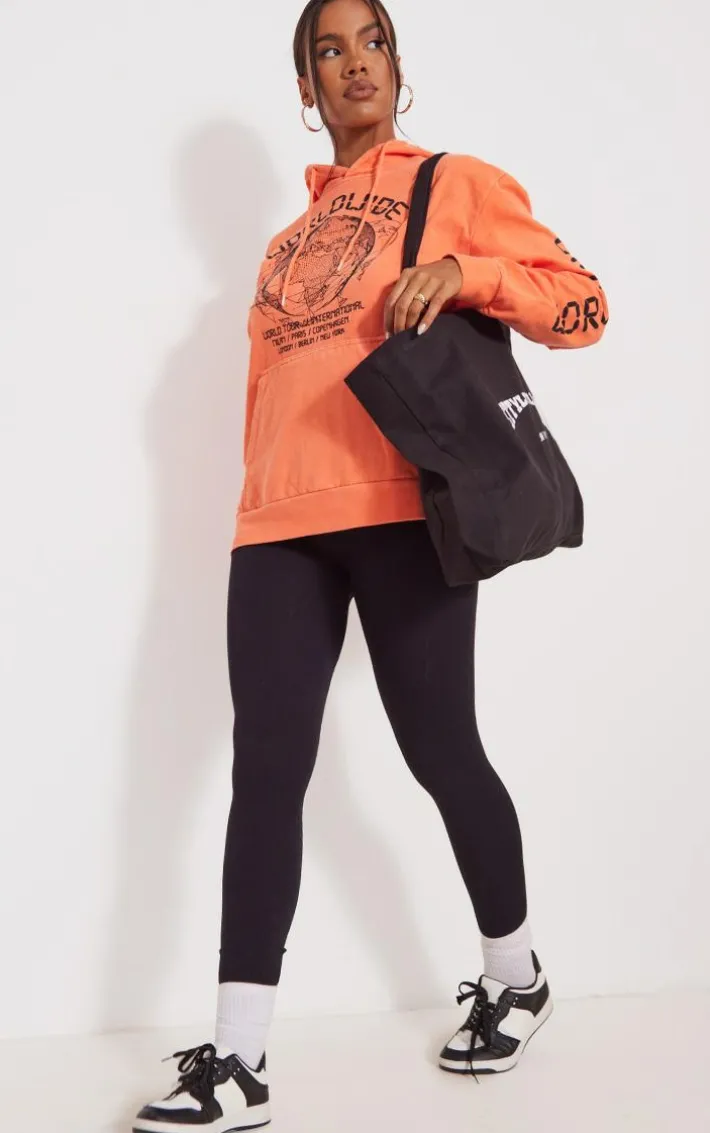 Orange Worldwide Graphic Oversized Hoodie