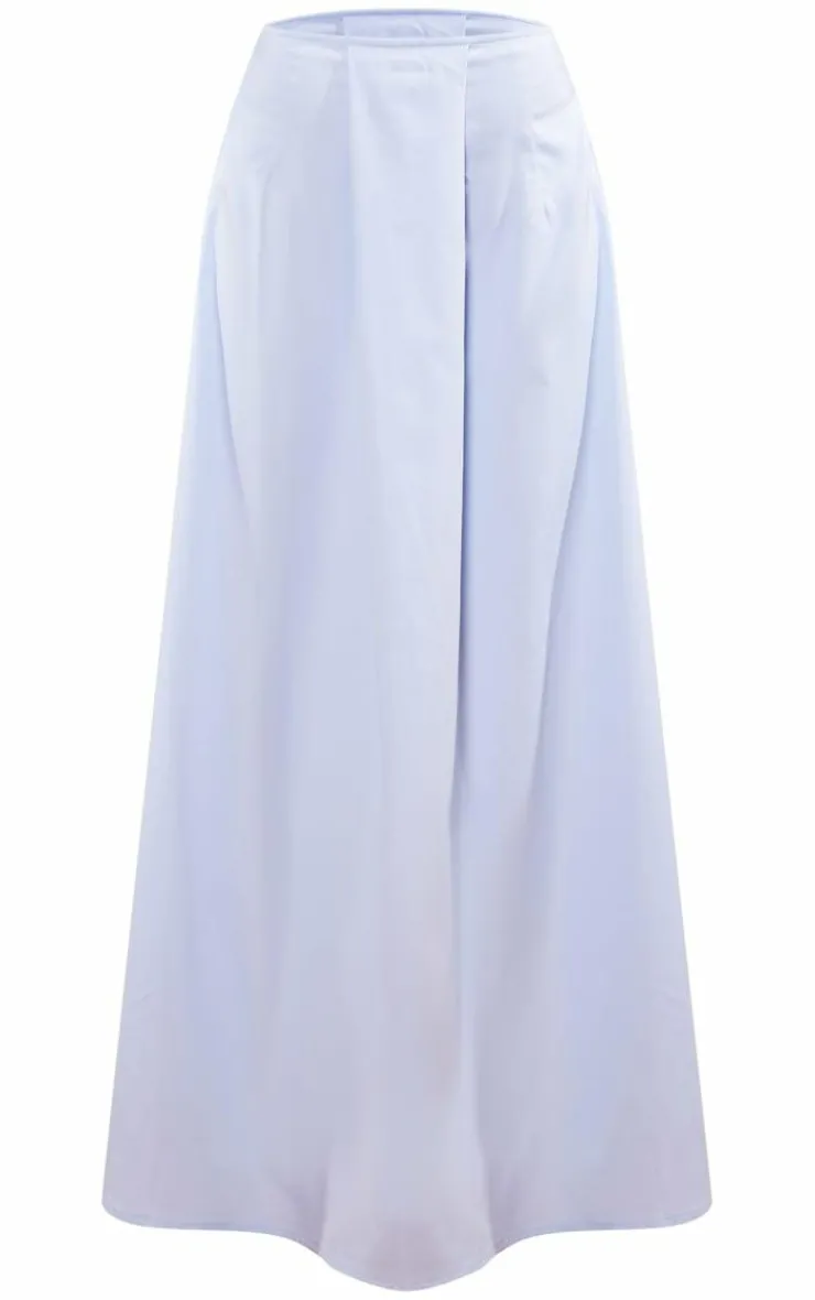 PrettyLittleThing Cotton Floaty Midaxi Skirt Pale Blue