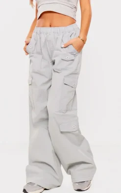 Pale Blue Washed Twill Elasticated Waist Straight Leg Pants