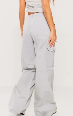 Pale Blue Washed Twill Elasticated Waist Straight Leg Pants