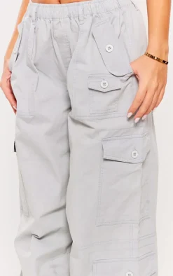 Pale Blue Washed Twill Elasticated Waist Straight Leg Pants