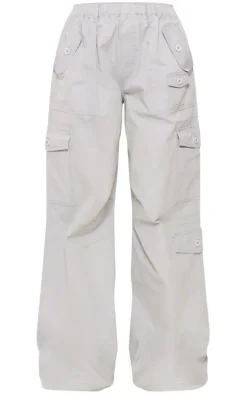 Pale Blue Washed Twill Elasticated Waist Straight Leg Pants