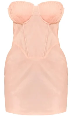 Satin Cupped Bandeau Corset Mini Dress-PrettyLittleThing Outlet