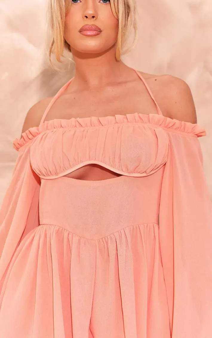 Peachy Chiffon Underwire Bardot Floaty Romper