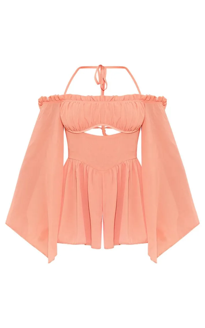 Peachy Chiffon Underwire Bardot Floaty Romper