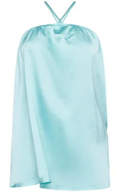 Petite Satin Stappy Halterneck Swing Dress-PrettyLittleThing Outlet
