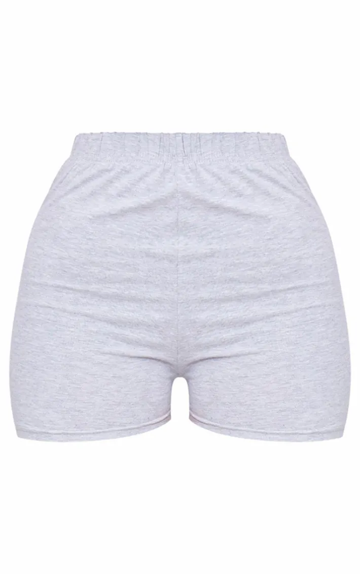 Petite Basic Grey Cotton Blend High Waist Hot Pants