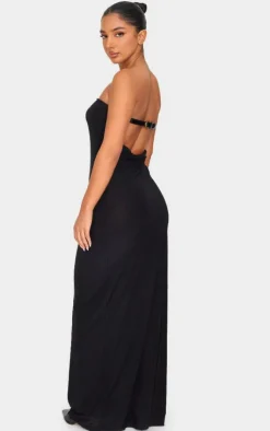 Petite Bandeau Open Back Belt Detail Maxi Dress-PrettyLittleThing New