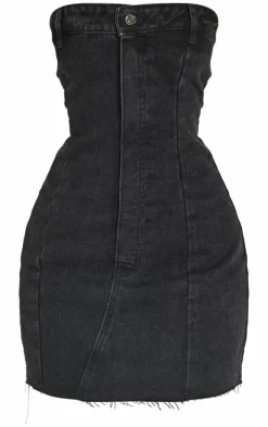 Petite Denim Bandeau Mini Dress-PrettyLittleThing Outlet