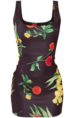 Petite Floral Printed Fitted Mini Dress-PrettyLittleThing Online