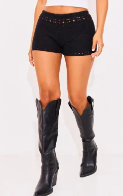 Petite Black Knitted Hotpants