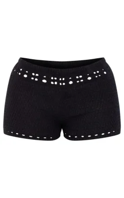 Petite Black Knitted Hotpants