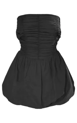 Petite Linen Look Ruched Puffball Mini Dress-PrettyLittleThing Discount