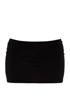 New PrettyLittleThing Petite Low Rise Slinky Micro Mini Skirt Black