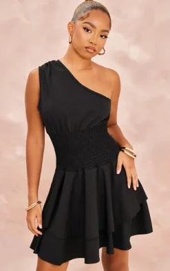 Petite One Shoulder Frill Dress-PrettyLittleThing Clearance