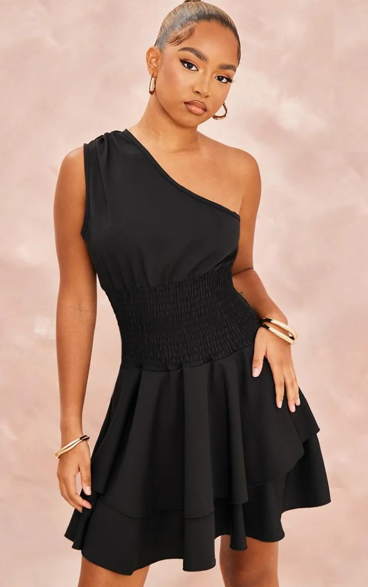 Petite One Shoulder Frill Dress-PrettyLittleThing Clearance