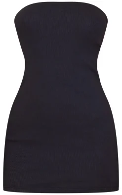 Petite Rib Bandeau Bodycon Dress-PrettyLittleThing