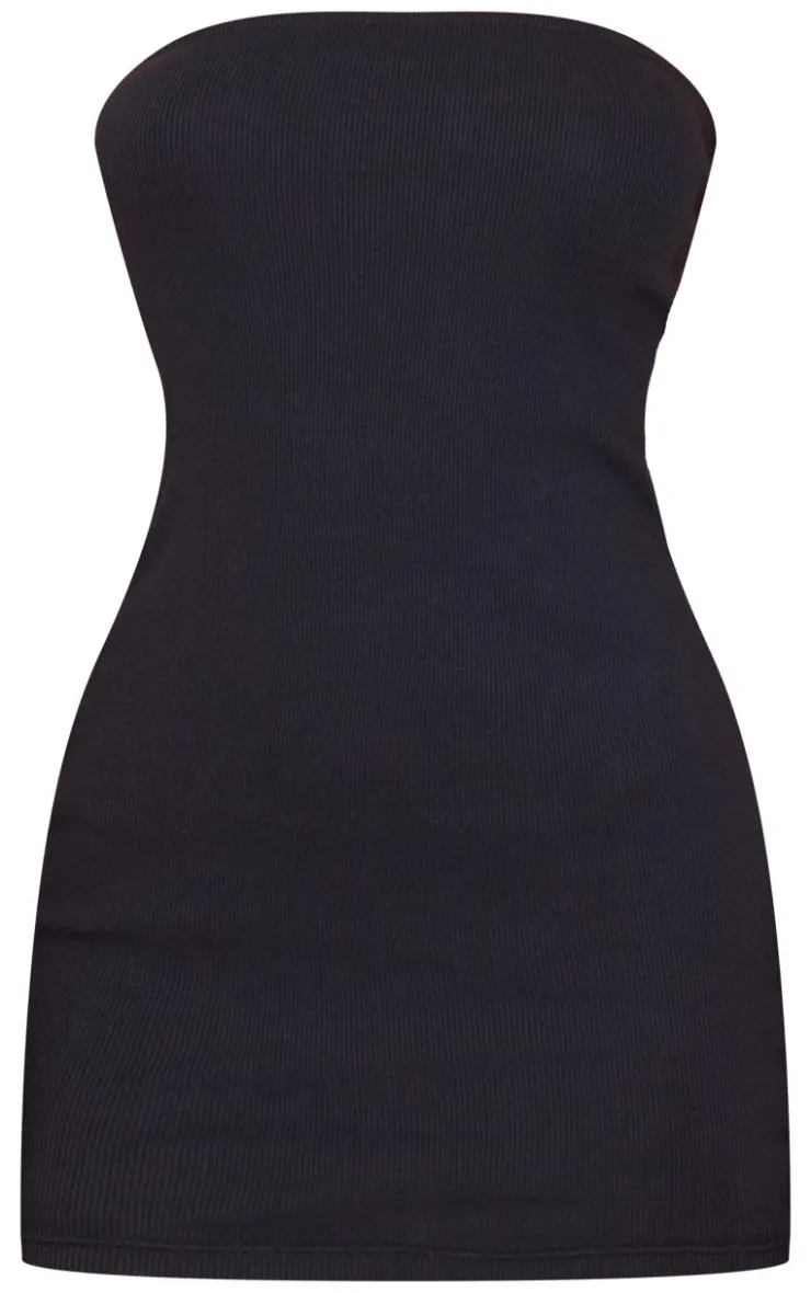 Petite Rib Bandeau Bodycon Dress-PrettyLittleThing