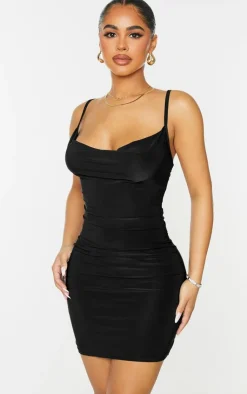 Petite Slinky Cowl Neck Bodycon Dress-PrettyLittleThing Best