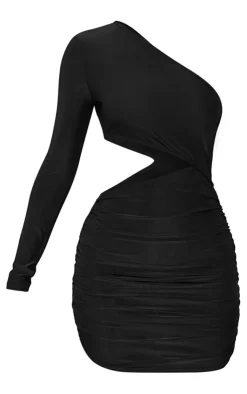 Petite Slinky One Shoulder Waist Cut Out Ruched Bodycon Dress-PrettyLittleThing Sale