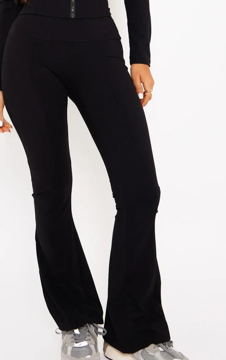 Outlet PrettyLittleThing Petite Snatched Sculpt Seam Detail Flared Pants Black