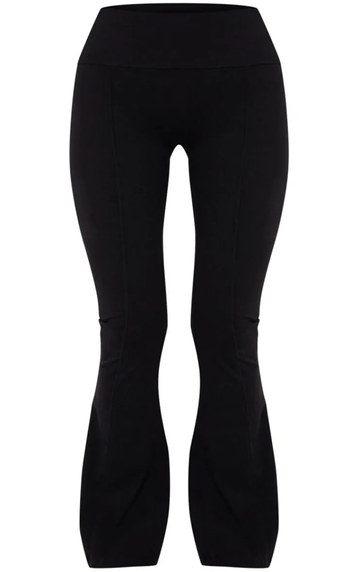 Outlet PrettyLittleThing Petite Snatched Sculpt Seam Detail Flared Pants Black