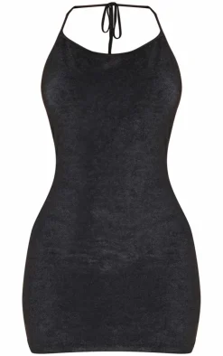 Petite Towelling Halterneck Mini Dress-PrettyLittleThing New
