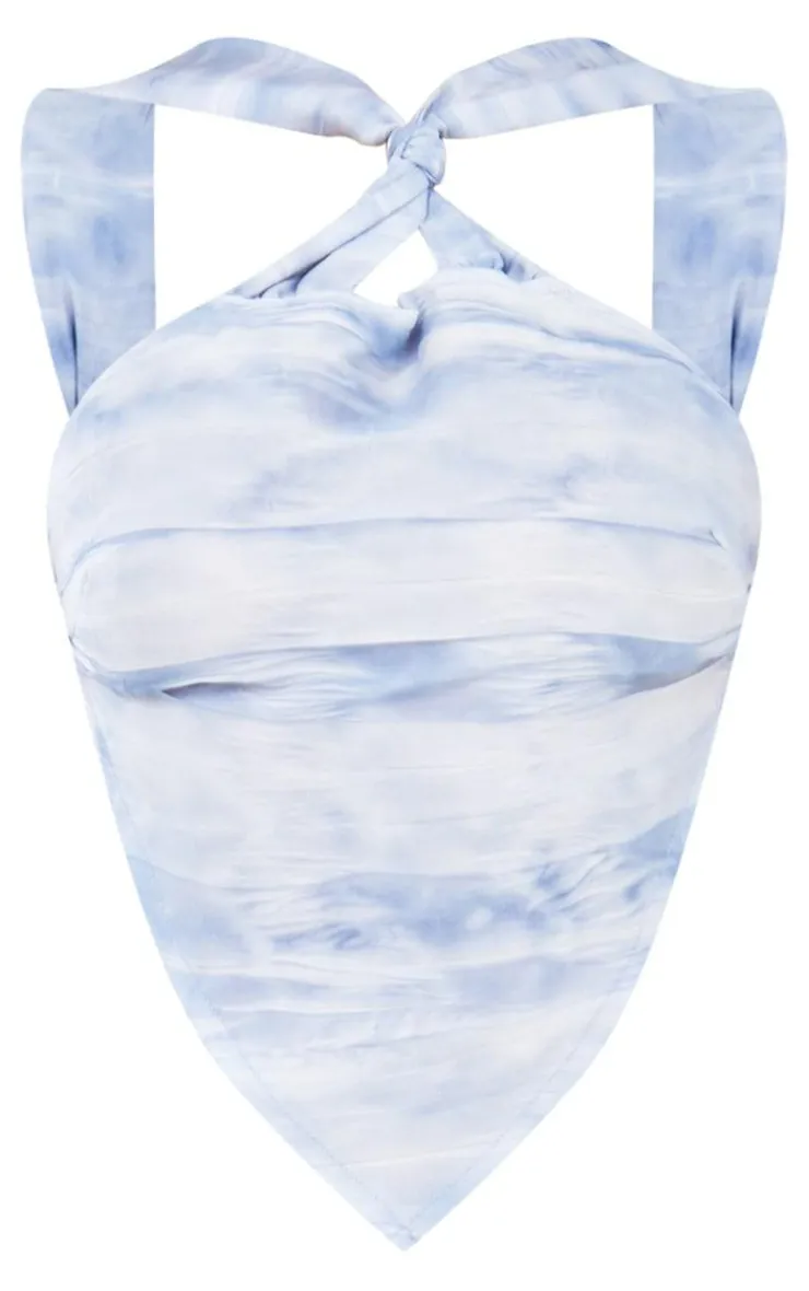 Sale PrettyLittleThing Petite Ombre Halterneck Crop Top Blue