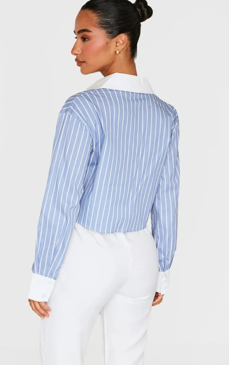 PrettyLittleThing Shirts*Petite Pinstripe Cropped Shirt