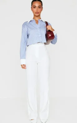 PrettyLittleThing Shirts*Petite Pinstripe Cropped Shirt