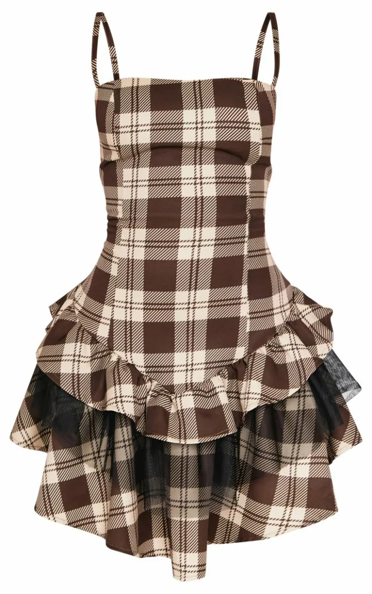 Petite Check Strappy Rara Mini Dress-PrettyLittleThing Discount