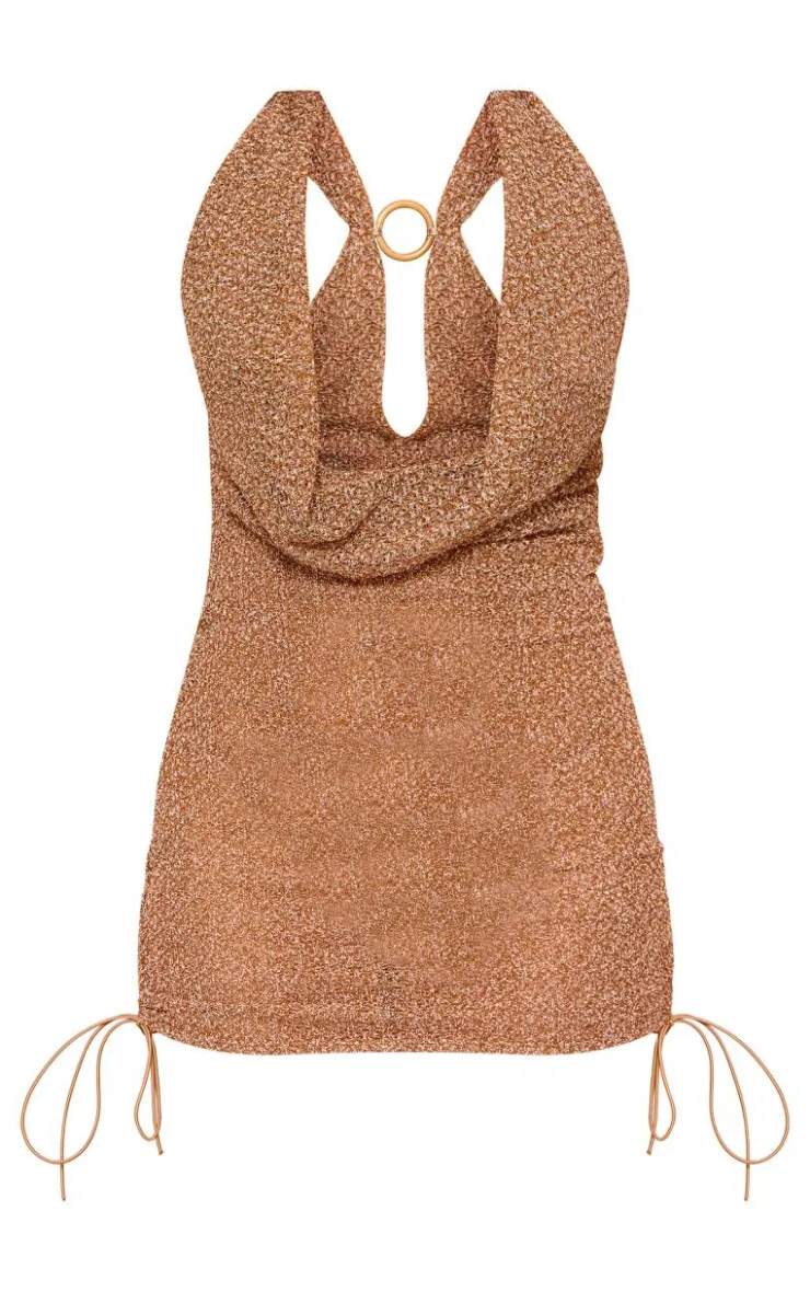 Petite Knitted Extreme Cowl Ruched Mini Dress-PrettyLittleThing Clearance