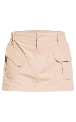 Petite Camel Pocket Front Cargo Micro Mini Skirt