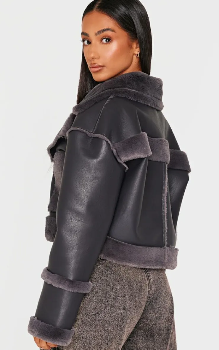 PrettyLittleThing Aviator Jackets*Petite Aviator Jacket With Fur Trims