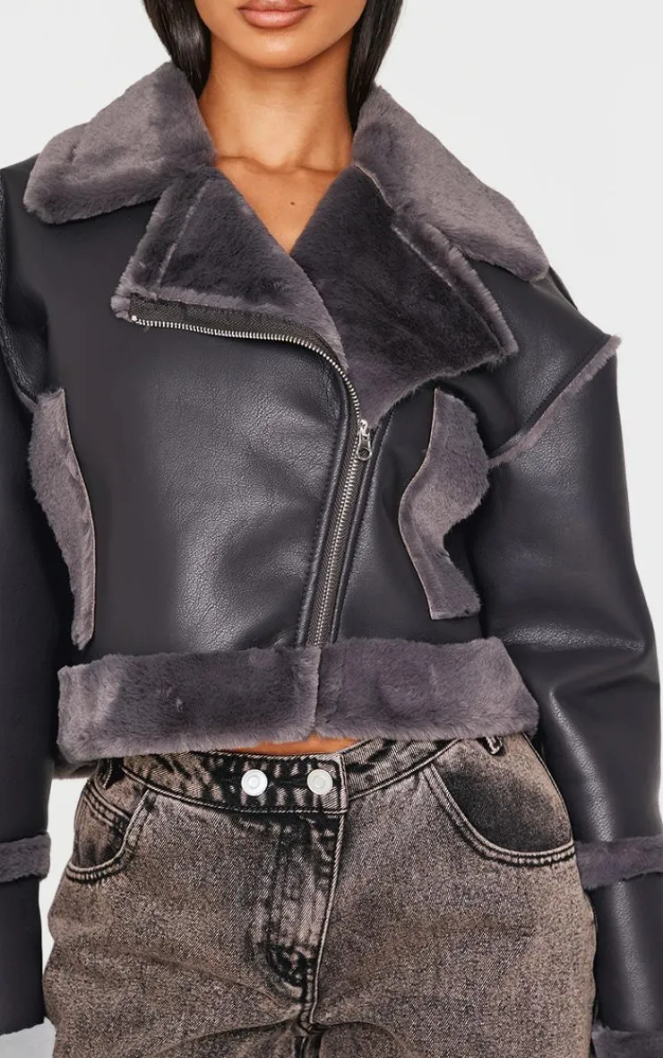 PrettyLittleThing Aviator Jackets*Petite Aviator Jacket With Fur Trims