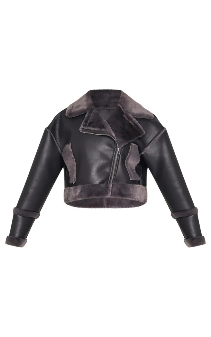 PrettyLittleThing Aviator Jackets*Petite Aviator Jacket With Fur Trims