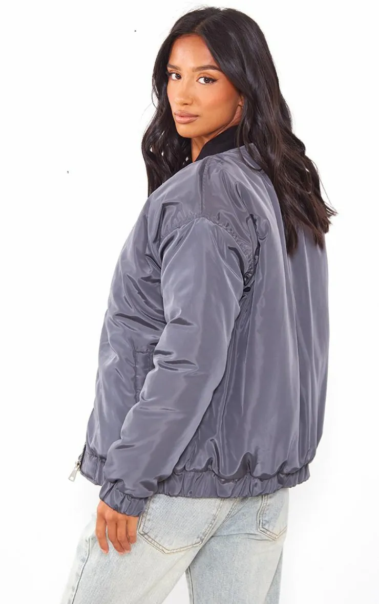 PrettyLittleThing Bomber Jackets*Petite Ribbed Neck Bomber Jacket