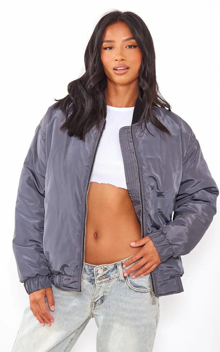 PrettyLittleThing Bomber Jackets*Petite Ribbed Neck Bomber Jacket