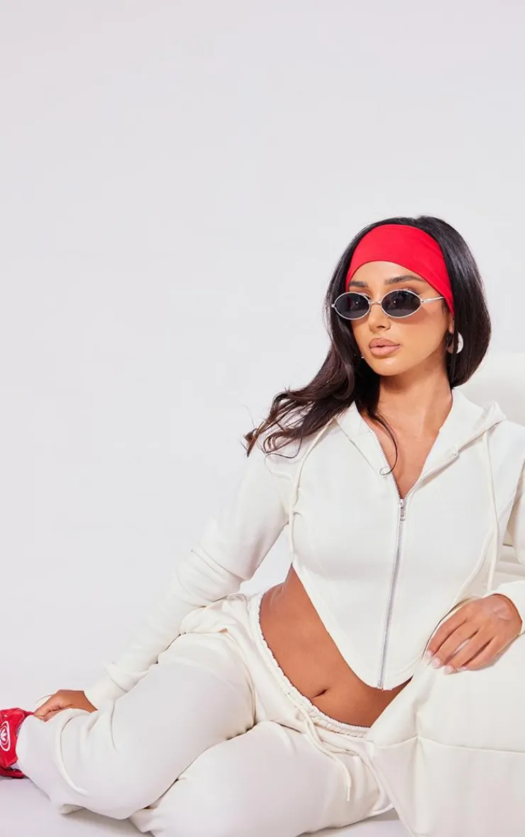 Outlet PrettyLittleThing Petite Dipped Hem Hoodie Cream