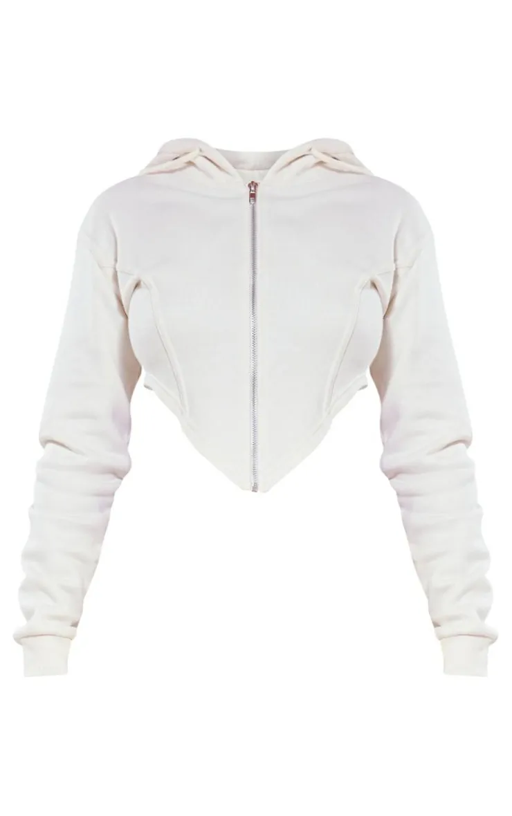 Outlet PrettyLittleThing Petite Dipped Hem Hoodie Cream